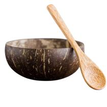 Kit Cumbuca /tigela /bowl De Coco Natural + Colher De Bambu