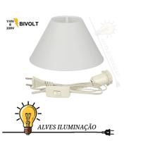 Kit Cupula Abajur Grande com cordão e Soquete E-27 Completo Varias Medidas