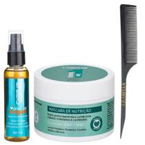 Kit Curls Máscara C.Kamura + Brilho Argan + Pente Lilabella