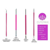 Kit Cutelaria 4 Peças Profissional Espátulas de Cutícula Manicure Podologia Inox Silicone