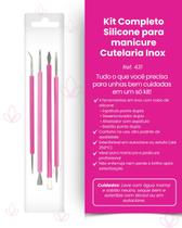 Kit Cutelaria Inox Silicone Bella Brazil Profissional para Manicure e Pedicure