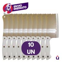 Kit Cutelo Machadinha Inox 6 Polegada Profissional Chef Facão Cozinha Açougueiro Cabo Branco