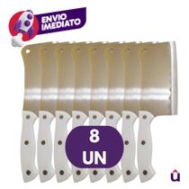 Kit Cutelo Machadinha Inox 6 Polegada Profissional Chef Facão Cozinha Açougueiro Cabo Branco