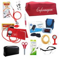 Kit da Enfermagem com Estetoscópio e Esfigmo Premium e Necessaire