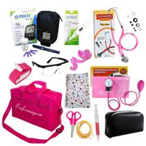 Kit Da Enfermagem Rosa Pink Luxo 12 Itens Material De Bolso