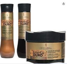 Kit da Hidrabell Banho de Ouro Shampoo + Condicionador + Máscara.
