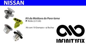 Kit da Moldura do Para-Lama - Kit com 10 Grampos + 2 Buchas - Nissan Kicks 2017 2018 2019 - K57