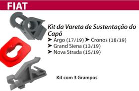 Kit da Vareta de Sustentação do Capô Fiat Argo Fiat Grand Siena Fiat Nova Strada Fiat Cronos - K50