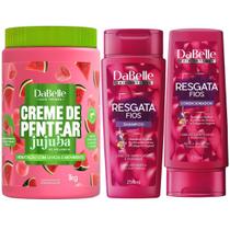 Kit Dabelle Resgata Fios Shampoo 250ml Condicionador 175ml Creme de Pentear Jujuba Melancia 1Kg