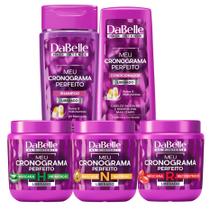 Kit Dabelle Shampoo e Condicionador 425ml Meu Cronograma Perfeito + 3 Máscaras Hidratação Nutrição Reconstrução 400g - DaBelle Hair