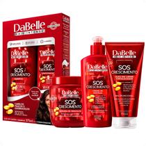 Kit DaBelle Sos Crescimento: Shampoo 375ml e Condicionador 175ml + Máscara de Hidratação 400g, Creme de Pentear, Óleo em Creme