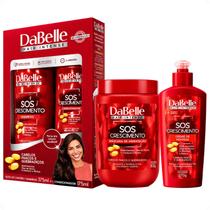 Kit DaBelle Sos Crescimento: Shampoo 375ml e Condicionador 175ml + Máscara de Hidratação 800g, Creme de Pentear