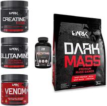 Kit Dark Mass 3kg Choco Branco + Venom Frutas Verm + Crea Fuse 150g + Gluta 150g+ Multi Dark Lab