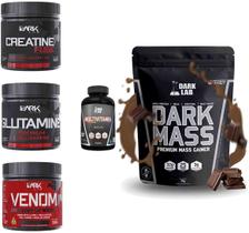 Kit Dark Mass 3kg Morango + Venom Limão + Crea Fuse 150g + Gluta 150g+ Multi Dark Lab