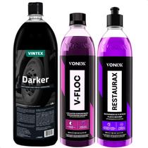 Kit Darker Pneu Pretinho Shampoo V-floc Restaurax Vonixx Kit Darker Pneu Pretinho Shampoo V-floc Restaurax Vonixx