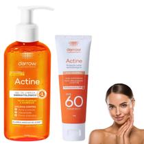 Kit Darrow Actine Gel de Limpeza Vitamina C Protetor Solar Facial Cor Universal FPS60 Pele Oleosa