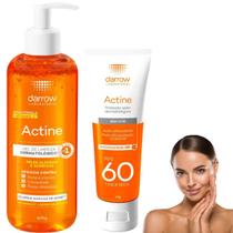Kit Darrow Actine Gel de Limpeza Vitamina C Protetor Solar Facial Sem Cor FPS60 Pele Oleosa