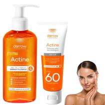 Kit Darrow Actine Gel de Limpeza Vitamina C Protetor Solar Facial Sem Cor FPS60