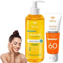 Kit Darrow Actine Oil Control Gel de Limpeza Protetor Solar Facial Sem Cor FPS60 Pele Oleosa Pele Mista