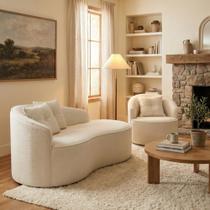 Kit de 01 Sofá Orgânico Curvo Feijão + 01 Poltrona Confortável Sala Estúdio Amore Bouclê Off White - Montanari s Decor Kit de 01 Sofá Orgânico Curvo Feijão + 01 Poltrona Confortável Sala Estúdio Amore Bouclê Off White - Montanari s Decor