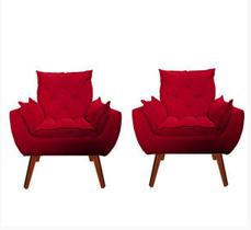 Kit de 02 Poltronas Opalla Lisboa Vermelho
