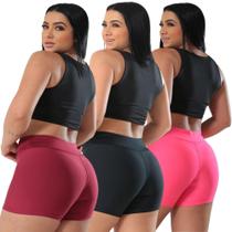 Kit de 03 Shorts Legging Curto Feminino Academia Caminhada Treino Ginástica Praia Zero Transparência Kit de 03 Shorts Legging Curto Feminino Academia Caminhada Treino Ginástica Praia Zero Transparência
