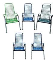 Kit De 05 Cadeiras De Varanda Area Fio Reforço Braço 7 Cores