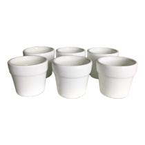 Kit de 06 mini vasos de cerâmica branco brilho 6x6,5cm