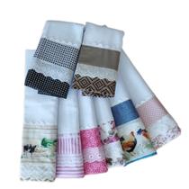 Kit de 08 Panos de Prato Em Sacaria e Estampas Variadas