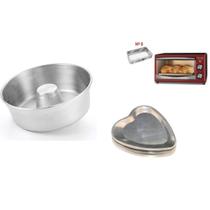 Kit De 1 Assadeira Para Forninho Elétrico + 1 Forma De Pudim + 1 Forma Coração Ballerine