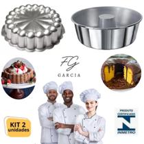 Kit De 1 Forma Charlotte Decorada Gomada Para Bolo Bundt + 1 Forma De Bolo Pudim Com Cone Canudo