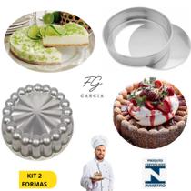 Kit De 1 Forma Charlotte Gomada Decorada Para Bolo Bundt + 1 Forma Fundo Falso Fundo Removível