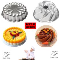 Kit De 1 Forma Charlotte Para Bolo Nórdico Nordic Cake + 1 Forma Vulcão Com Furo Para Bolo Bundt