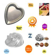 Kit De 1 Forma Coração Ballerine e 1 Forma Vulcão Para Bolos Decorados Pudim Gelatina Kit De 1 Forma Coração Ballerine e 1 Forma Vulcão Para Bolos Decorados Pudim Gelatina