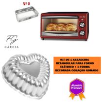 Kit De 1 Forma Coração Gomado Ballerine + 1 Assadeira Retangular Para Forno Elétrico Serve Forninho