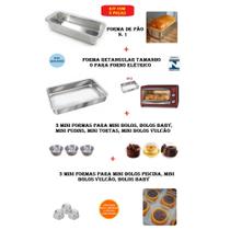 Kit De 1 Forma De Pão Tamanho 1 + 1 Assadeira Retangular Para Forno e Elétrico e 6 mini formas