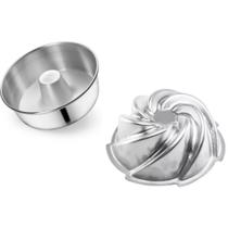 Kit De 1 Forma De Pudim Bolo Com Furo n. 20 + 1 Forma Vulcão Decorada Para Bolo De Novela