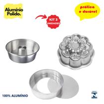 Kit De 1 Forma Decorada Alta Margarida + 1 Forma de Bolo + 1 Forma Fundo Falso Alumínio If 35