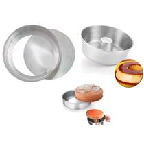 Kit De 1 Forma Fundo Falso De 25 cm + 1 Forma De Bolo Pudim De 20 cm Alumínio Forte IF 35 Kit De 1 Forma Fundo Falso De 25 cm + 1 Forma De Bolo Pudim De 20 cm Alumínio Forte IF 35