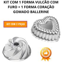 Kit de 1 Forma Vulcão Com Furo Cone Canudo + 1 Forma Coração Gomada Decorada