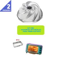 Kit de 1 Forma Vulcão Para Bolo Nórdico Nordic Cake + 1 Assadeira Para Forno Elétrico Serve Forninho