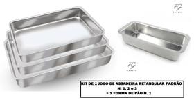 Kit De 1 Jogo De Assadeira Padrão Tamanho 1, 2 e 3 + 1 Forma de Pão Tamanho 1 Alumínio Premium IF 35