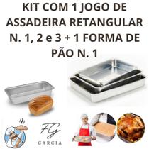 Kit de 1 jogo de assadeira retangular n. 1, 2 e 3 + 1 forma de pão n. 1 alumínio de qualidade if 35