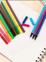 Kit de 10 canetas hidrográfica drawing line escolar multiuso arte criativa - Filó modas