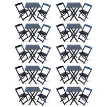 Kit De 10 Conjuntos De Mesa Dobrável 60x60 Com 2 Cadeiras Preto - Tarimatã