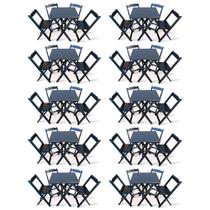 Kit De 10 Conjuntos De Mesa Dobrável 60x60 Com 4 Cadeiras Preto - Tarimatã