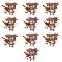 Kit De 10 Conjuntos De Mesa Dobrável 70x110 Com 4 Cadeiras Imbuia - Tarimatã