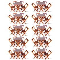 Kit De 10 Conjuntos De Mesa Dobrável 70x70 Com 4 Cadeiras Imbuia - Tarimatã