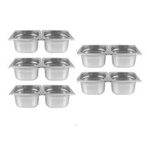 Kit de 10 Cubas Gastronômicas Sem Tampa Inox 1/6 65mm