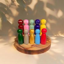 Kit de 10 Emoções - Bonecos de Madeira - Bonecos para Constelação Familiar